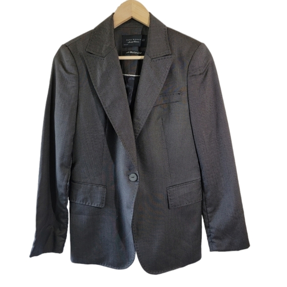 ZARA Woman Limited Edition Wool Silk Blend Blazer Sz 6 Gray Single Breasted Line - Picture 12 of 12